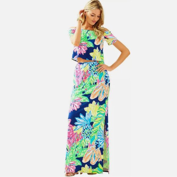 NWOT Lilly Pulitzer Mansi 2-piece Set Maxi and Crop Top - Picture 1 of 4